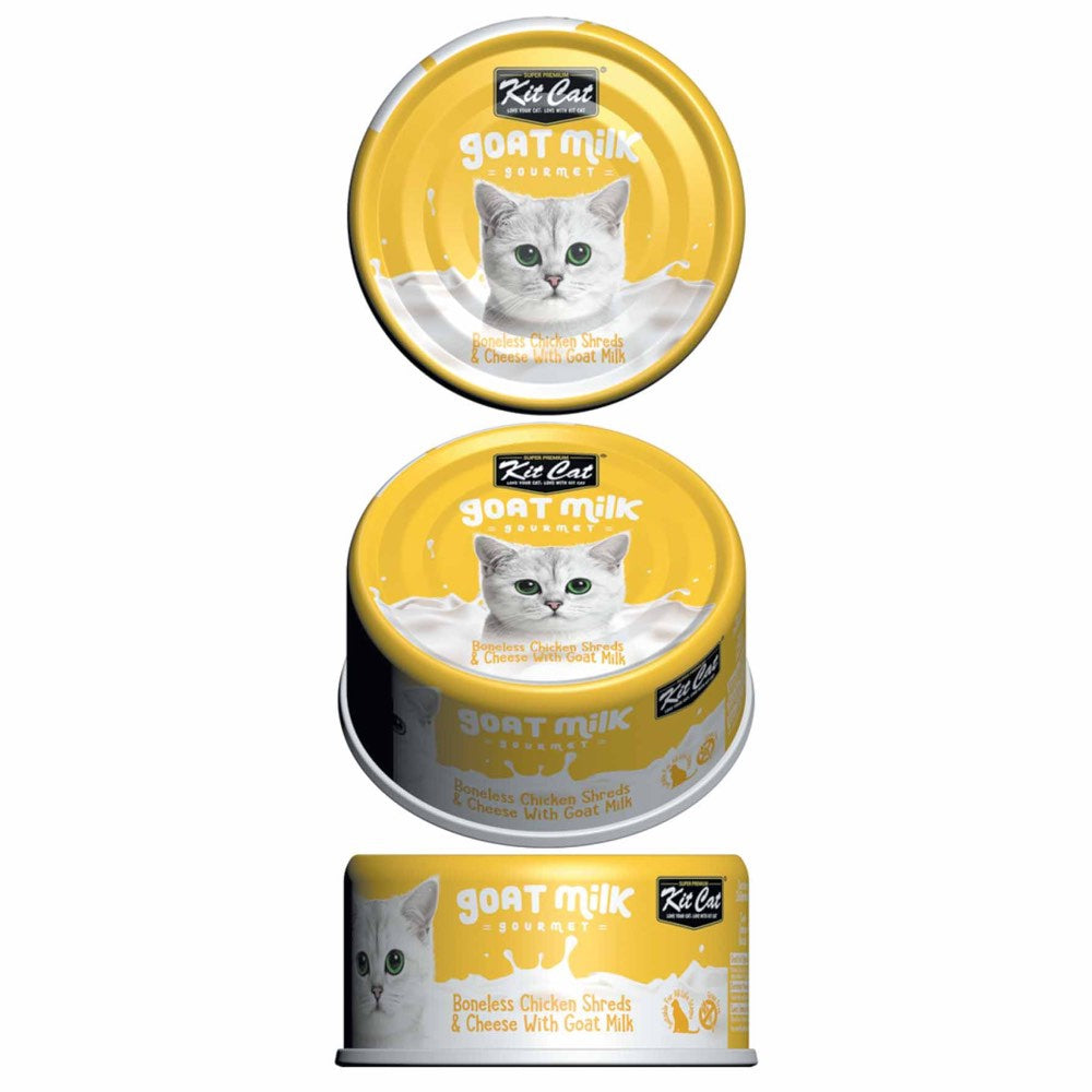 Kit Cat Goat Milk Gourmet Boneless Chicken Shreds & Cheese Canned Cat