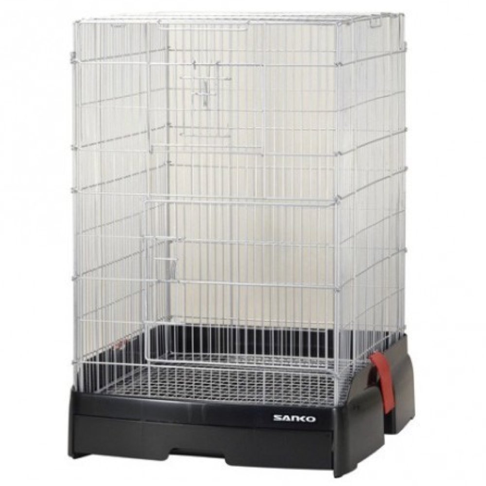 small pink dog cage