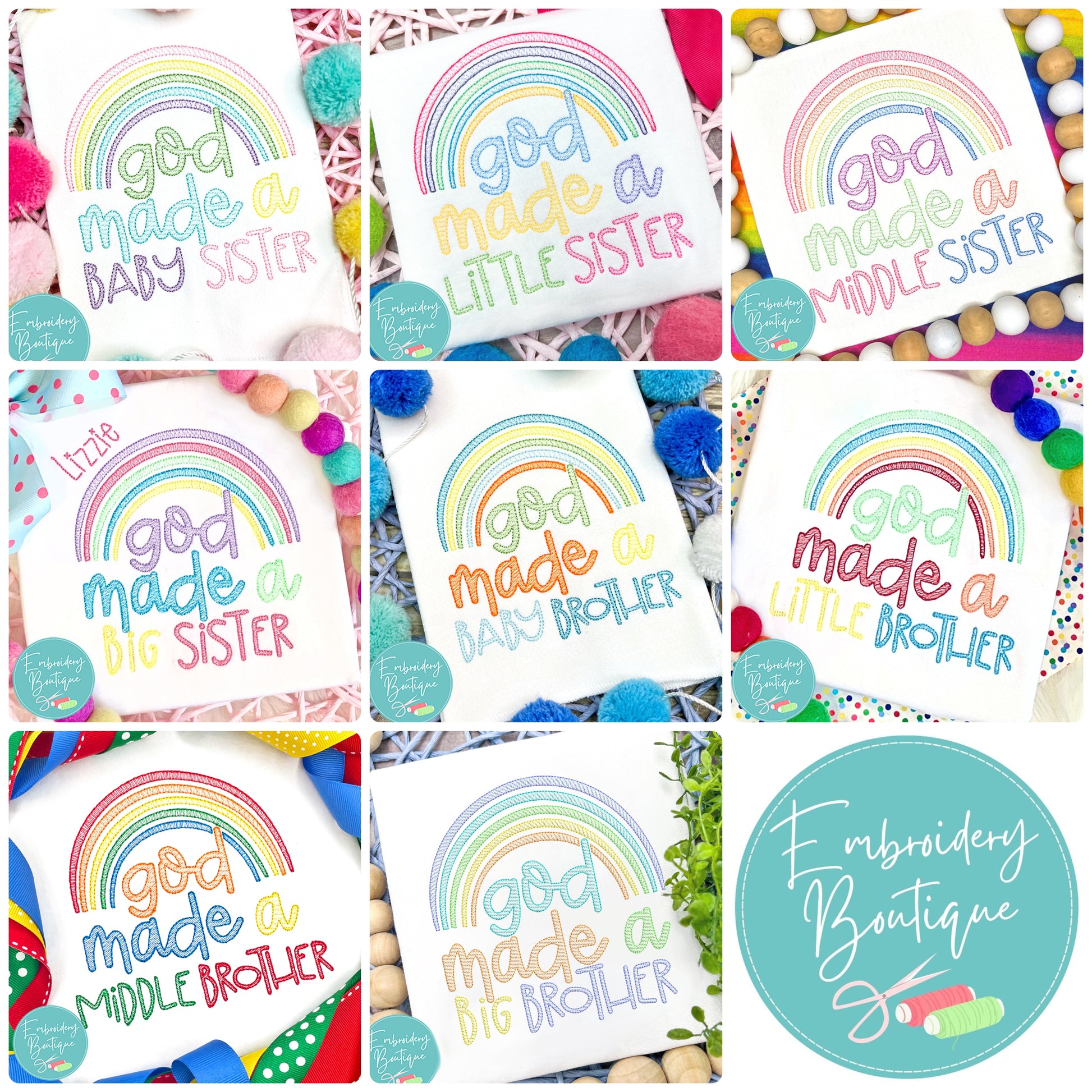 God Made Rainbow Sketch Embroidery Bundle, Embroidery Design, opensolutis