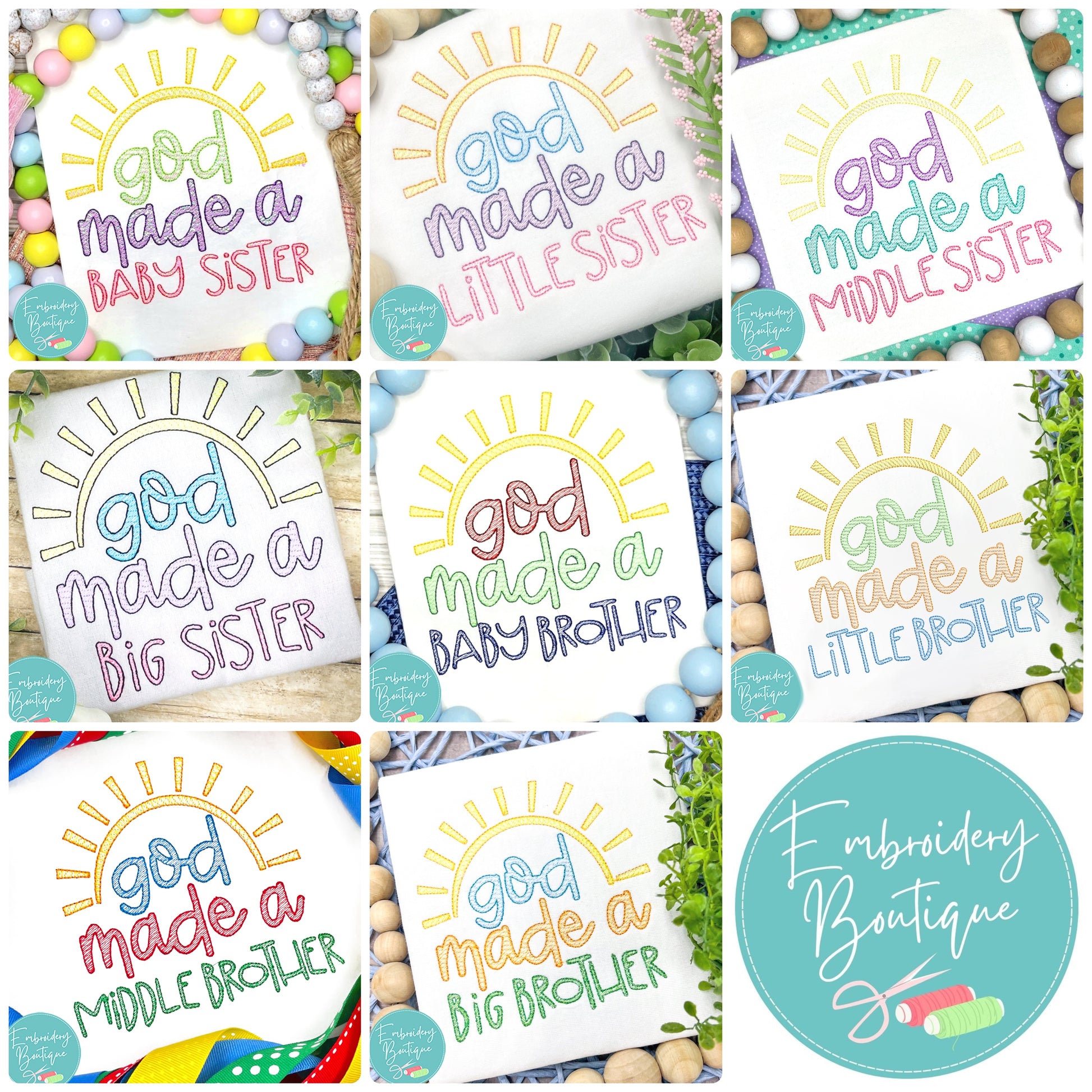 God Made Sun Sketch Embroidery Bundle, Embroidery Design, opensolutis