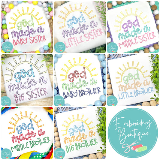God Made Sun Sketch Embroidery Bundle, Embroidery Design, opensolutis