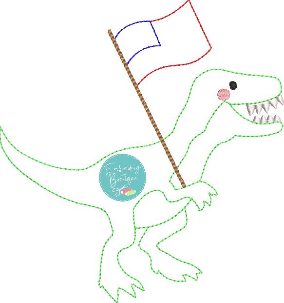 Dinosaur Flag Bean Stitch Applique, Applique, opensolutis