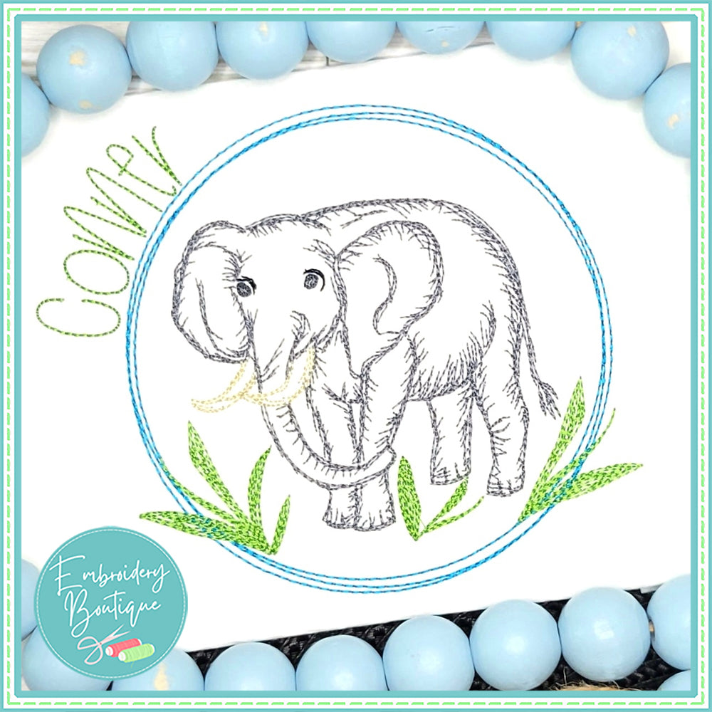 Elephant Circle Watercolor Embroidery Design, Embroidery, opensolutis