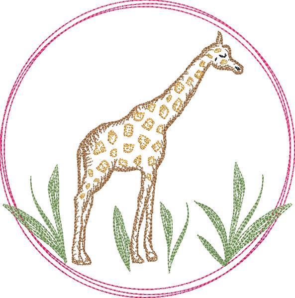 Giraffe Circle Watercolor Embroidery Design, Embroidery, opensolutis