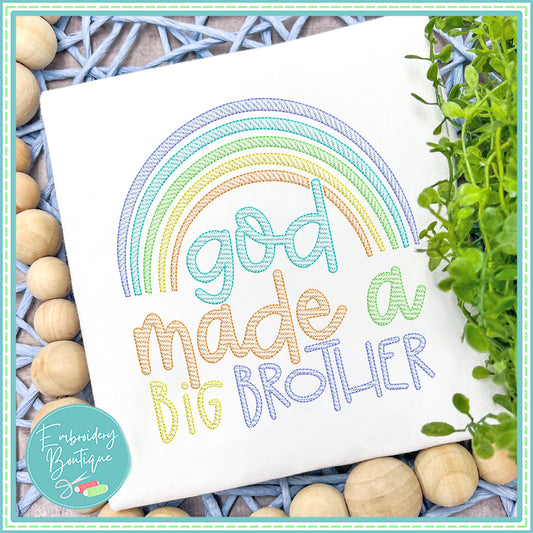 God Made Big Brother Rainbow Sketch Embroidery Design, Embroidery Design, opensolutis