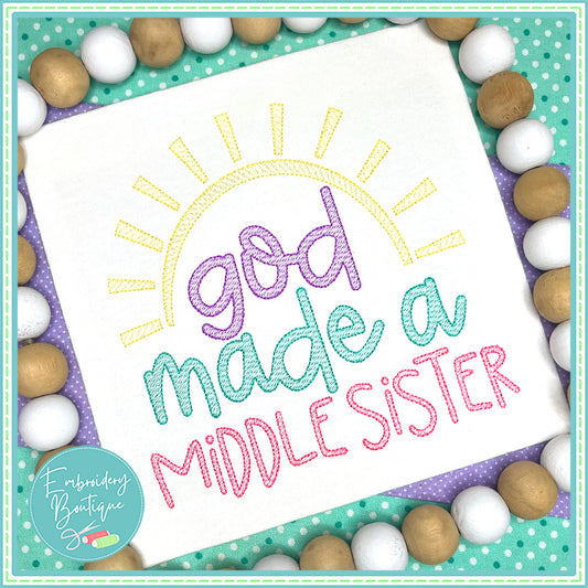 God Made Middle Sister Sun Sketch Embroidery Design, Embroidery Design, opensolutis