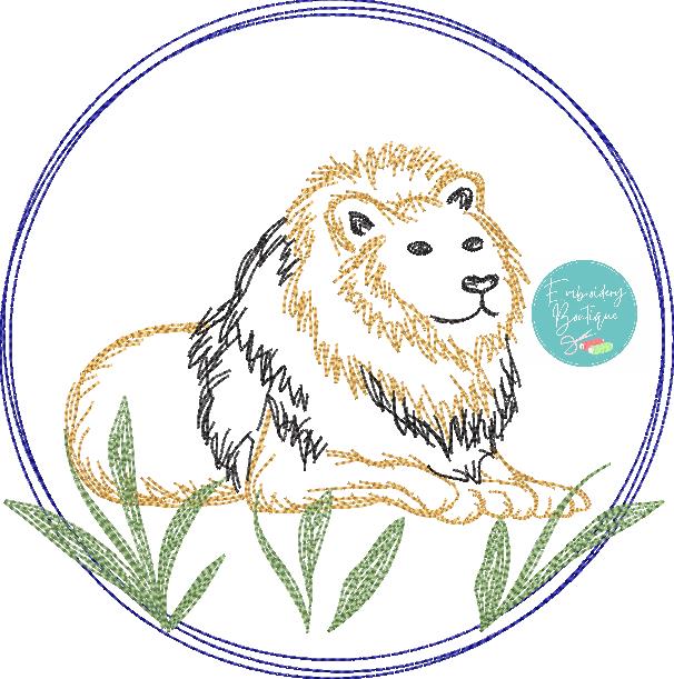Lion Circle Watercolor Embroidery Design, Embroidery, opensolutis