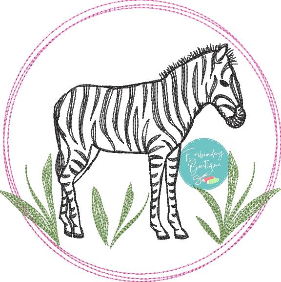 Zebra Circle Watercolor Embroidery Design, Embroidery, opensolutis