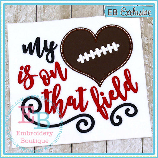 My Heart on Field Football Applique, Applique