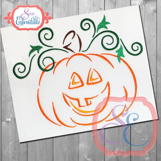 Jack-o-lantern Swirls Embroidery Design, Embroidery