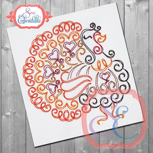 Turkey Swirl Embroidery Design, Embroidery