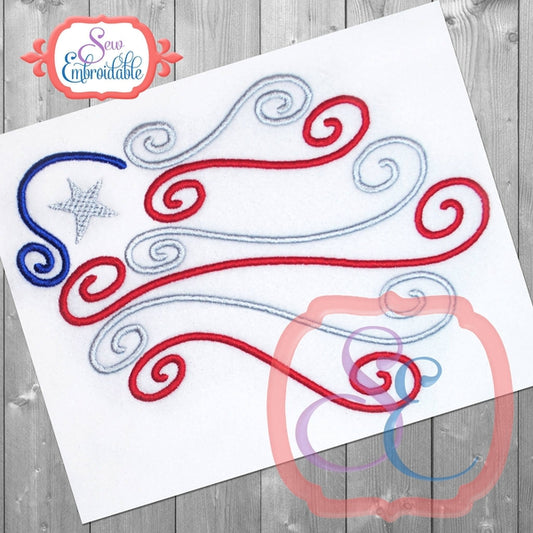 Swirl Flag Embroidery Design, Embroidery