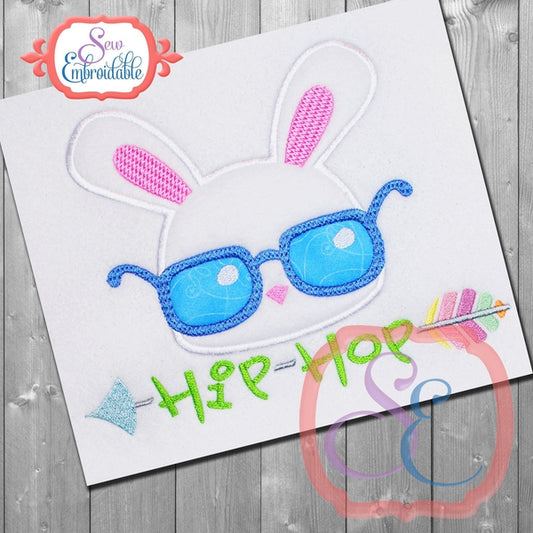 Hip Hop Bunny Applique, Applique
