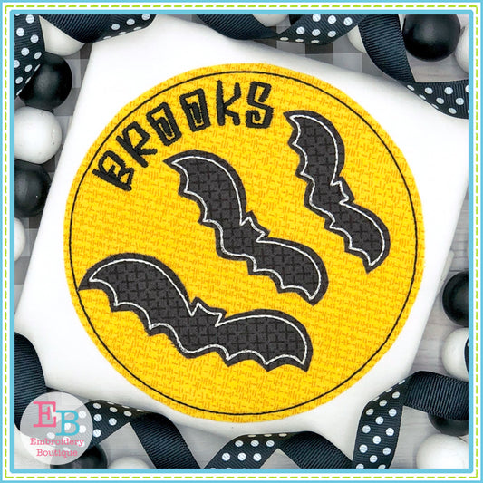 Bat Circle Bean Stitch Applique, Applique