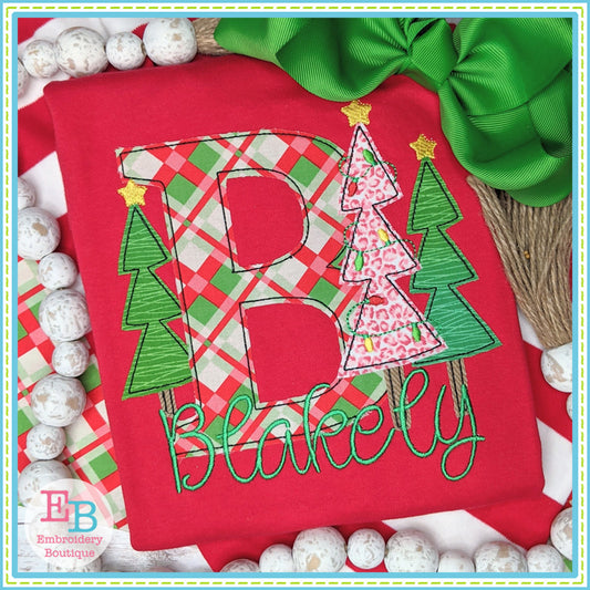 Christmas Trees Applique Alphabet, Applique Alphabet