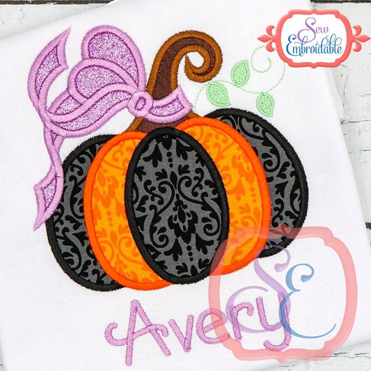 Big Bow Pumpkin Applique, Applique