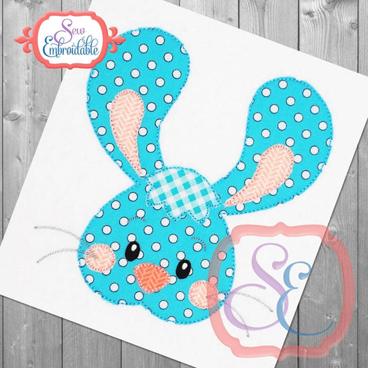 Big Ears Bunny Boy Bean Stitch Applique, Applique