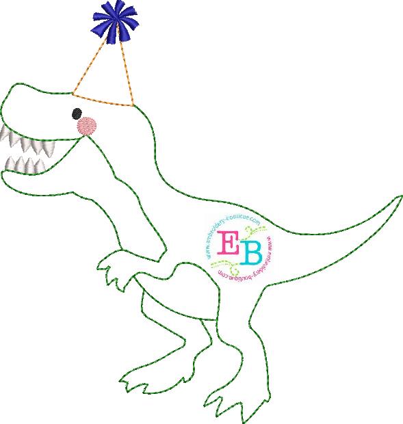 Birthday Dinosaur Bean Stitch Applique, Applique, opensolutis