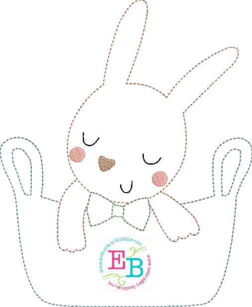 Bunny Boy Basket Bean Stitch Applique, Applique, opensolutis