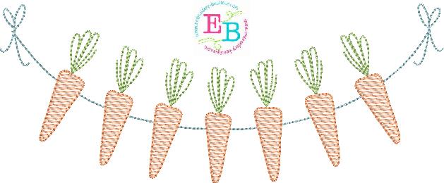 Carrots Bunting Embroidery Design, Embroidery Design, opensolutis