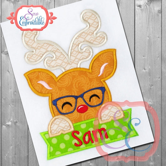 Deer Glasses with Banner Applique, Applique