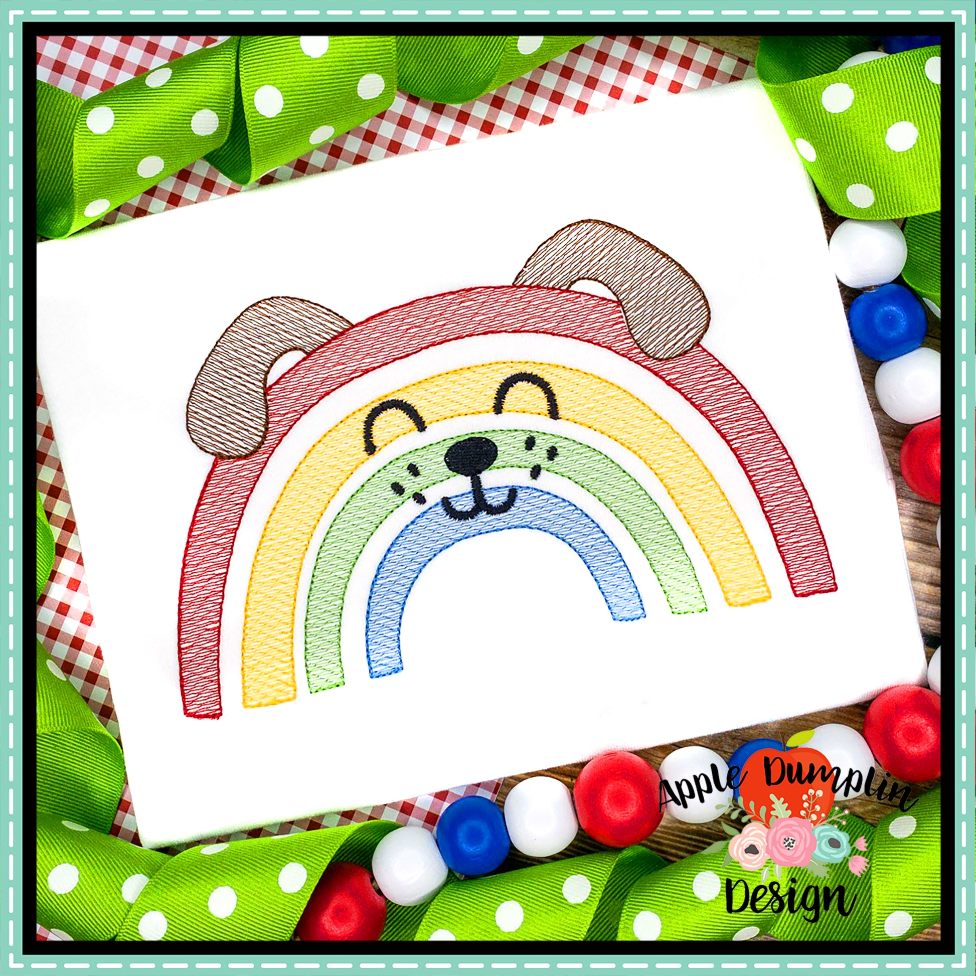 Dog Rainbow Sketch Embroidery Design, Embroidery