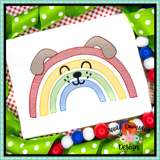 Dog Rainbow Sketch Embroidery Design, Embroidery