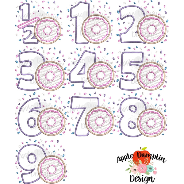 Donut Number Applique Set, Applique Number Set