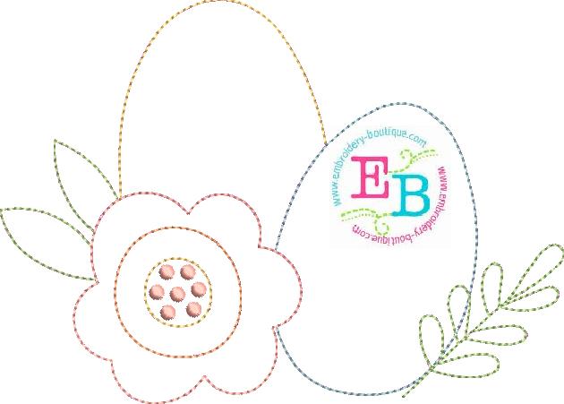 Eggs Flower Bean Stitch Applique, Applique, opensolutis