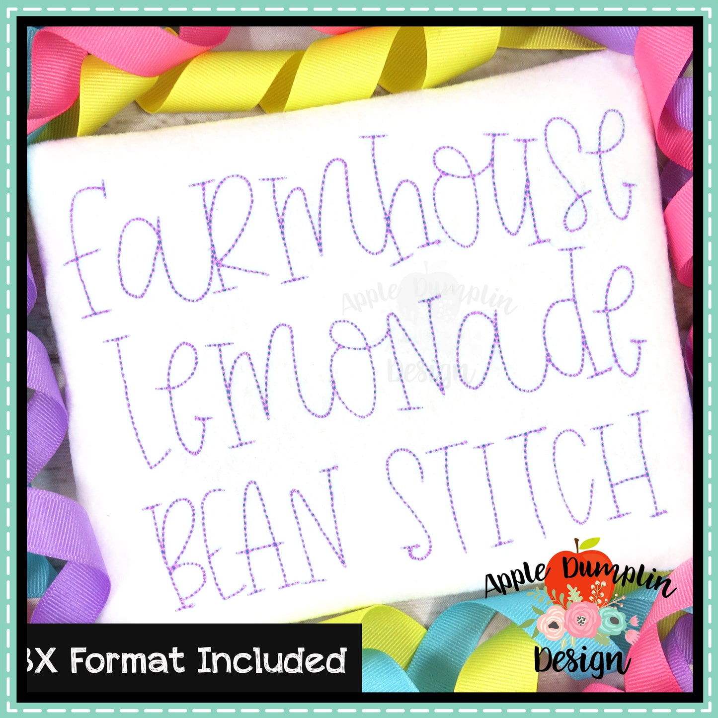 Farmhouse Lemonade Bean Embroidery Alphabet, Embroidery Font