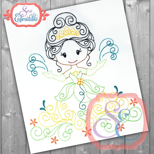 Swirly Princess 10 Embroidery Design, Embroidery