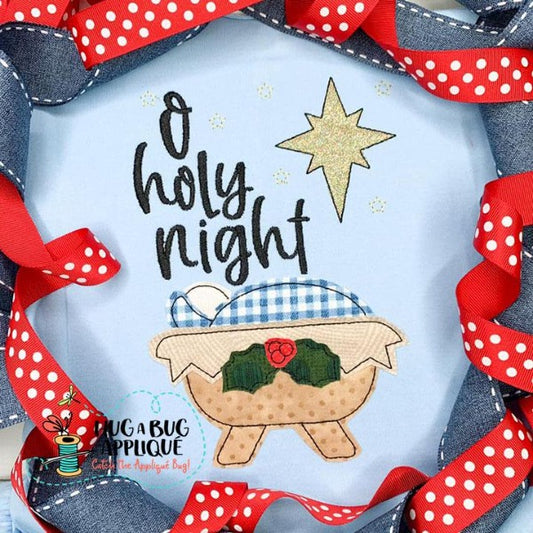 Baby Holy Night Bean Stitch Applique Design, Applique
