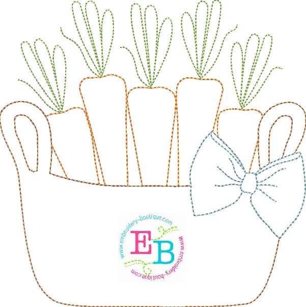 Basket of Carrots Bow Bean Stitch Applique, Applique, opensolutis