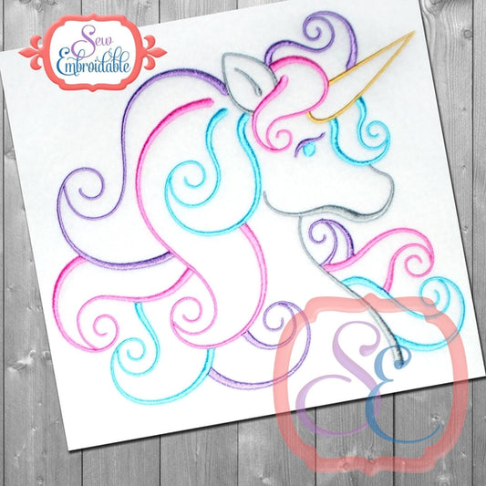 Unicorn Outline Design, Embroidery