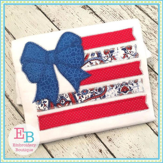 Flag Bow Zigzag Applique, Applique