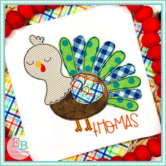 Boy Turkey Bean Stitch Applique, Applique