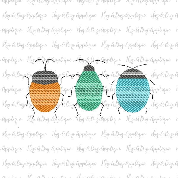 Bug Trio Sketch Stitch Embroidery Design, Embroidery