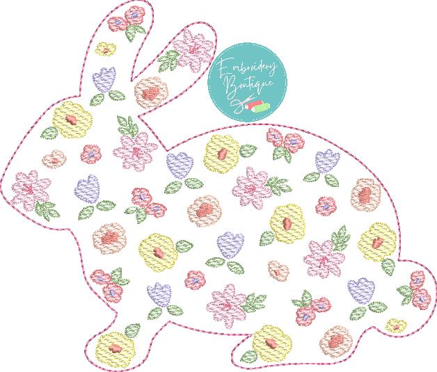 Bunny Flowers Overlay Applique, Applique, opensolutis