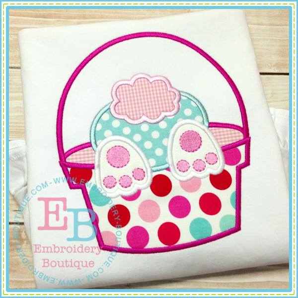 Bunny Behind Basket Applique, Applique