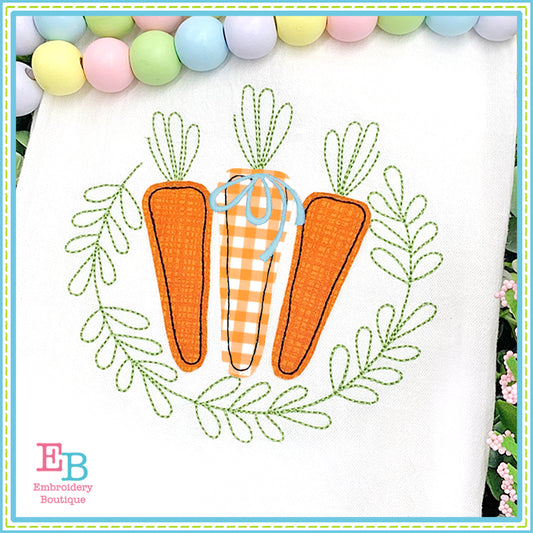 Carrots Bow Leaves Bean Stitch Applique, Applique, opensolutis