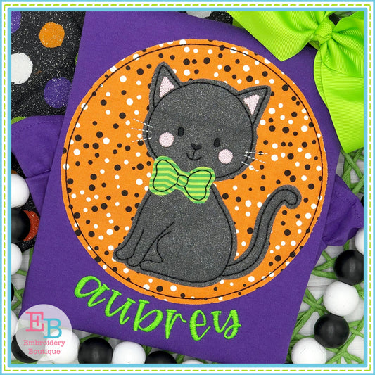 Cat Circle Bean Stitch Applique, Applique