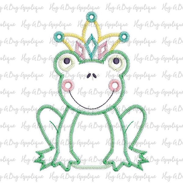 Charming Frog Zig Zag Stitch Applique Design, Applique