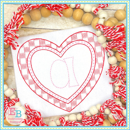 Checkered Valentine Heart Embroidery Design, Embroidery Designs