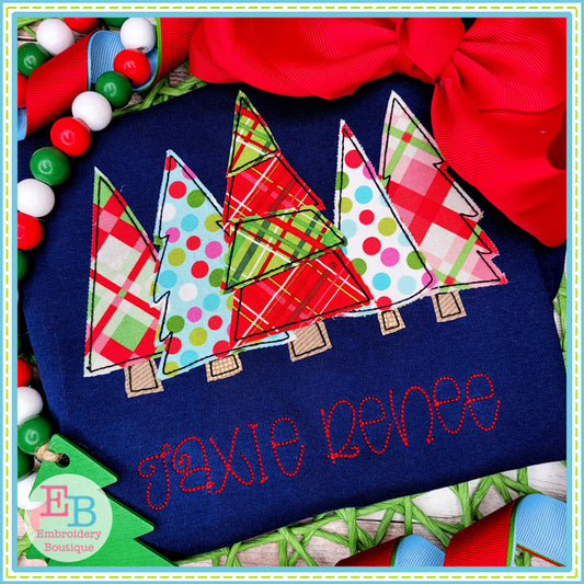 Christmas Trees Bean Stitch Applique, Applique