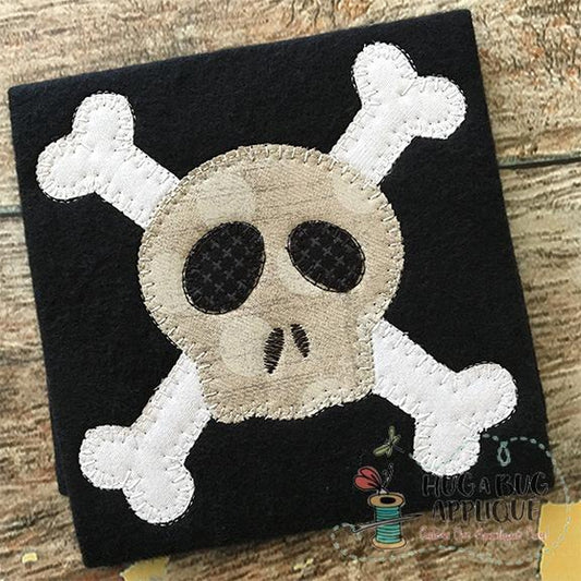 Cross Bones Blanket Stitch Applique Design, Applique