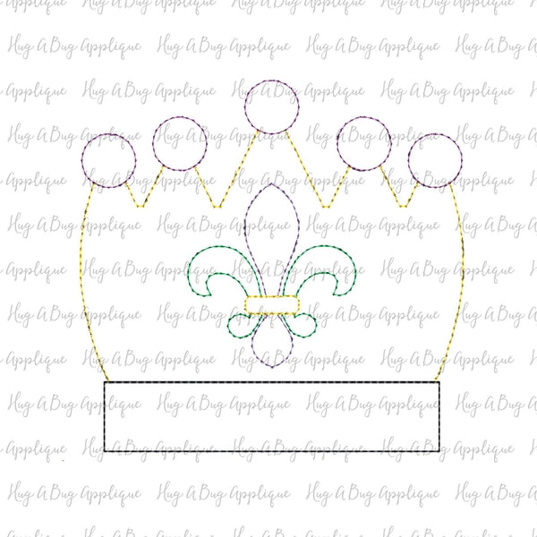 Crown Fleur De Lis Bean Stitch Applique Design, Applique