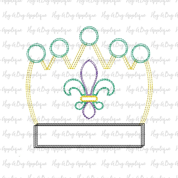 Crown Fleur De Lis Scribble Stitch Embroidery Design, Embroidery