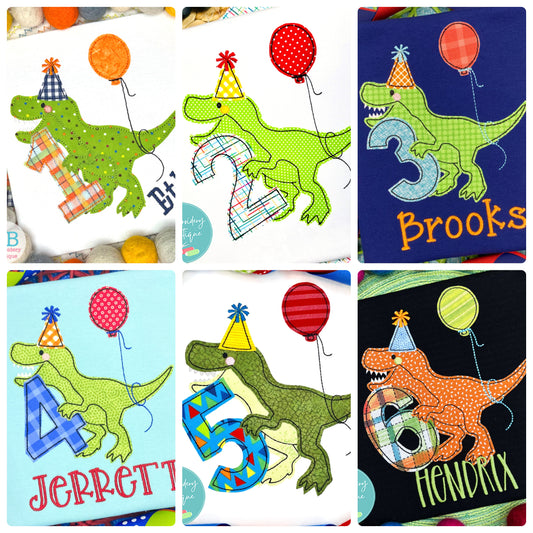 Birthday Dinosaur Applique Number Set, Applique, opensolutis