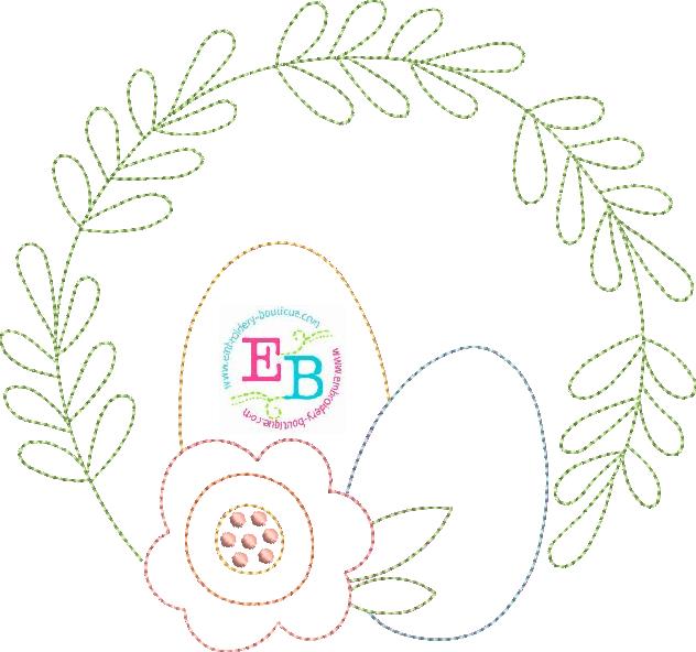 Eggs Flower Leaves Bean Stitch Applique, Applique, opensolutis