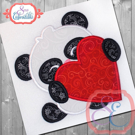 Panda Heart Applique, Applique